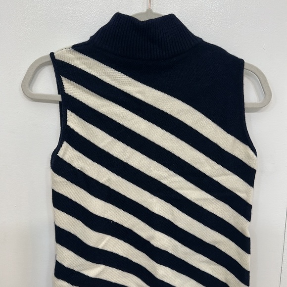 Molly Cashmere Navy Stripes Asymmetrical top - Picture 10 of 12